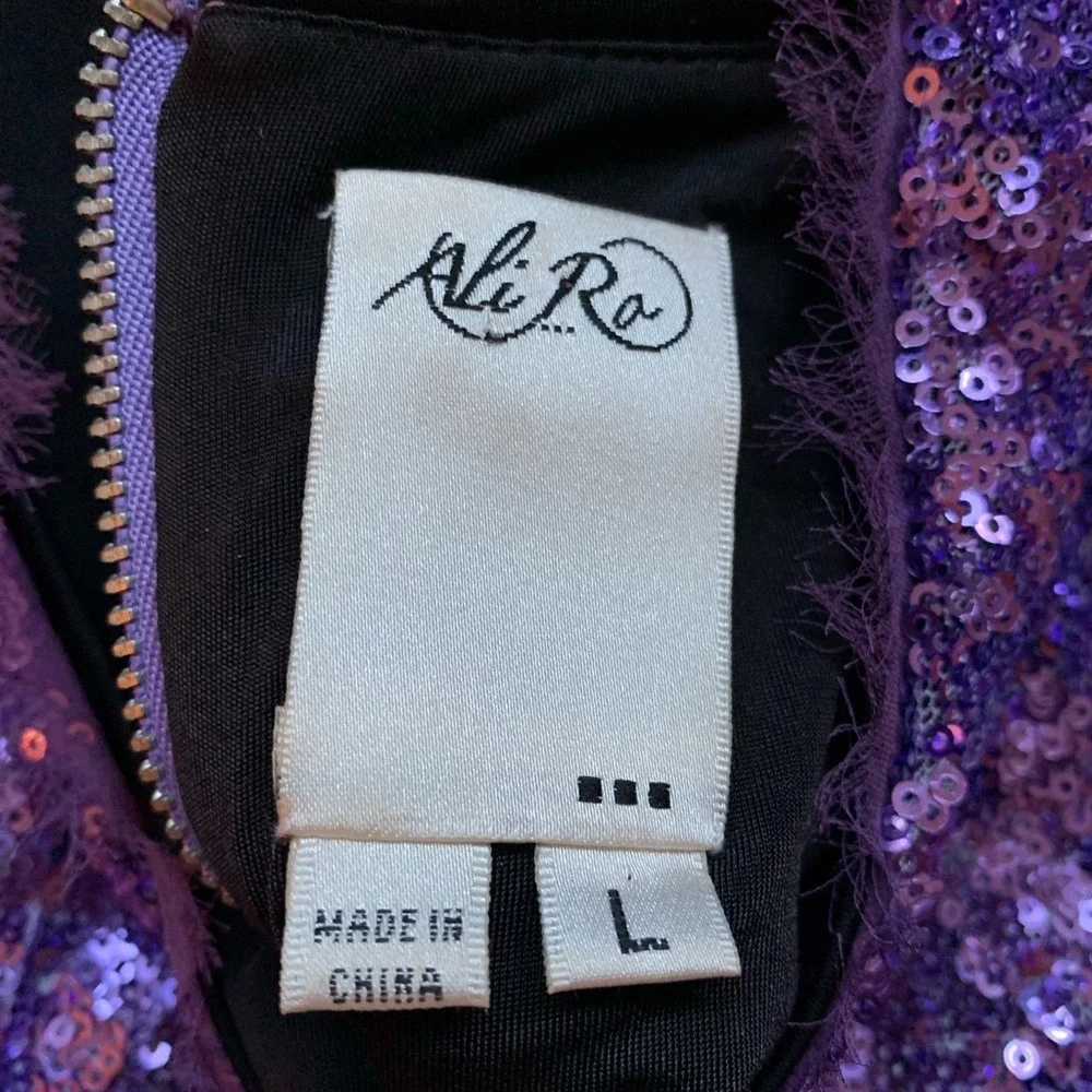 ALI RA. Amethyst/Purple Sleeveless Sequence Dress. Zipper closure.‎ Midi.